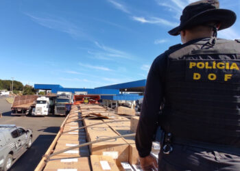 DOF apreende carreta que ia pra SP com 40 mil pacotes de cigarros contrabandeados