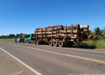 Carreta carregada com madeiras é apreendida e empresa multada em R$ 8,4 mil