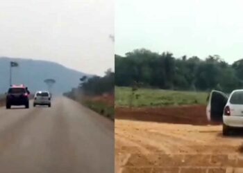 PRF dispara para conter traficante que foge com droga em Corsa em rodovia de Bonito