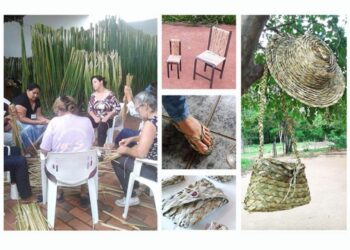 Curso do Senar/MS ensina como transformar folhas de Taboa em peças artesanais.