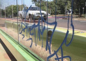 Revitalização do Parque dos Poderes é alvo de pichação em Campo Grande