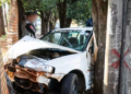 Jovem perde o controle e colide com muro de pesque-pague no Jardim Leblon