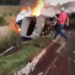 Motoristas morrem carbonizados, após colisão frontal entre carretas na BR-163