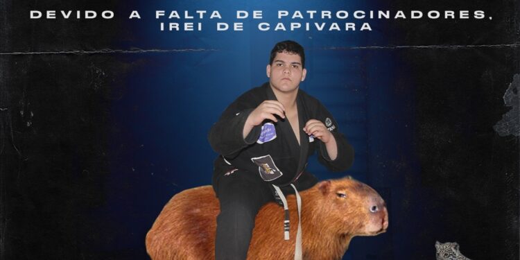 “Falta patrocínio, irei de capivara”: Lutador ousa ao divulgar rifa pra disputar Mundial de Jiu-jitsu