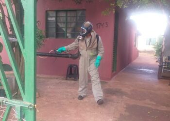 Agentes fazem trabalho de bloqueio em áreas com notificação de casos de Dengue com uso de borrifador portátil