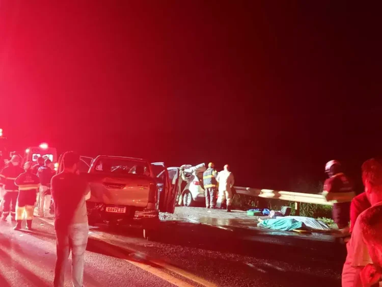 Colisão grave agora a noite mata 4 e fere 2 na BR-163, entre a Capital e Jaraguari