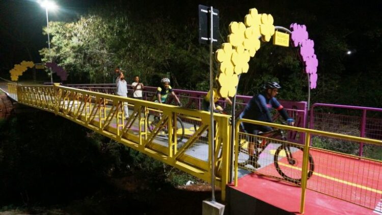 Ciclistas comemoram inauguração da “Passarela dos Ipês” em Campo Grande
