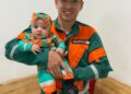 Pai é surpreendido ao ver filha usando macacão de socorrista idêntico ao que ele usa no trabalho
