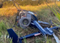 Helicóptero cai em parque de cidade do interior de MS e dois são resgatados com vida