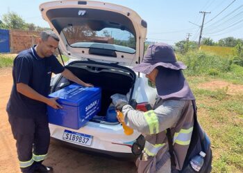 Para enfrentar o calor, equipes de campo da Águas Guariroba recebem kits de hidratação