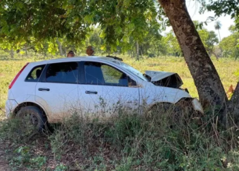 Corpo de trabalhador rural é encontrado dentro de Fiesta batido em árvore