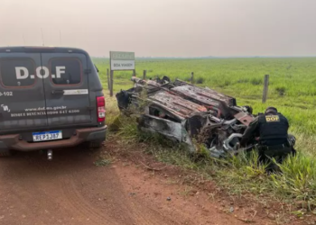 DOF encontra carro incendiado, abandonado e sem placas na MS-462