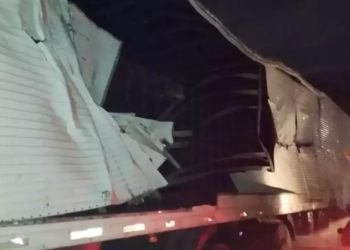 Caminhoneiro é preso, após “meter o louco” e passar por cima de casas, árvores e comércios