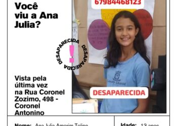 Prestes a dar 24hrs de sumiço, polícia divulga foto de adolescente de 13 anos sumida no Coronel Antonino