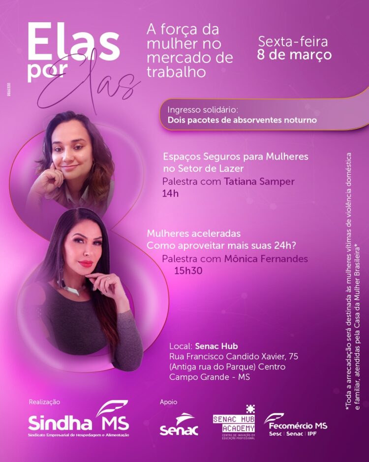 Com ingresso solidário, Sindicato da Hospedagem promove o evento “Elas por elas”