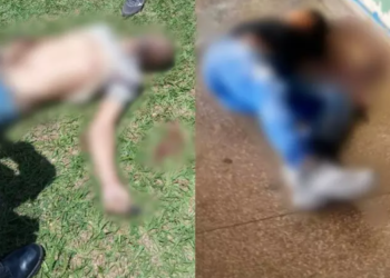 “CVMS daremos o sangue pela nossa luta”, diz cartaz ao lado de dois corpos, em Sonora