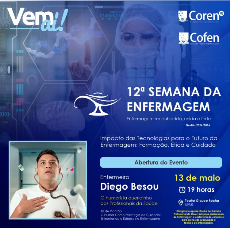 Humorista está confirmado no maior evento do Coren-MS, a 12ª Semana da Enfermagem