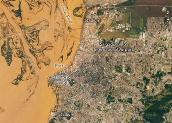 Nasa divulga imagens impressionantes das enchentes em Porto Alegre