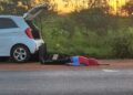 Motorista sai da pista colide em poste onde estavam abelhas, é atacado e desmaia