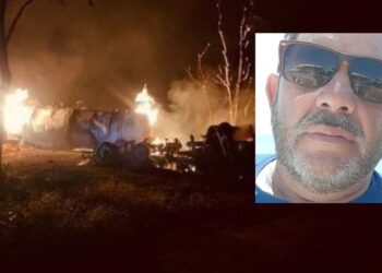 Após explosão em colisão entre carreta e caminhão, um motorista morre, na BR-267