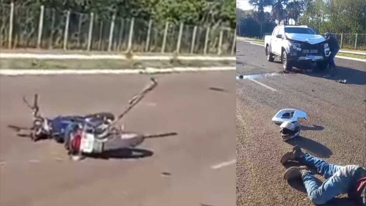 Colisão entre moto e caminhonete mata uma pessoa no Jardim Aeroporto