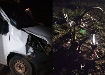 Furgão atropela e mata idoso que estava de bicicleta pela BR-163, em MS