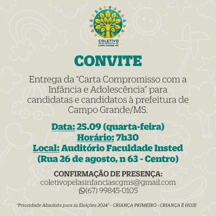 Candidatos à prefeitura assinam Carta de Compromisso com a Infância e Adolescência amanhã