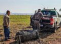Objeto cilíndrico com capacidade de armazenar água ou gás caiu em fazenda de Naviraí