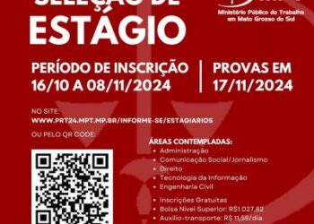 Inscrições para estágio no MPT-MS encerram no próximo dia 8 de novembro