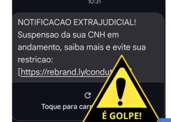 É Golpe: Mensagem em nome do Detran-MS com notificação de suspensão de CNH