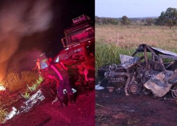 Colisão entre Toro e Ford Ká mata 3 pessoas queimadas e deixa mais 2 feridas, em Camapuã