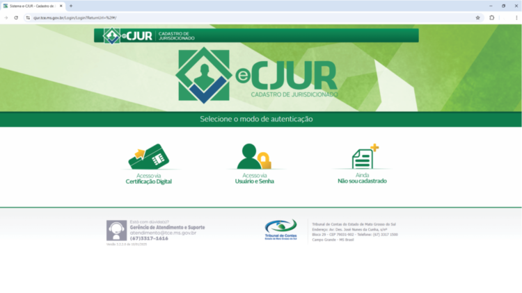 TCE comunica jurisdicionados sobre cadastro no e-CJUR para envio das prestações de contas