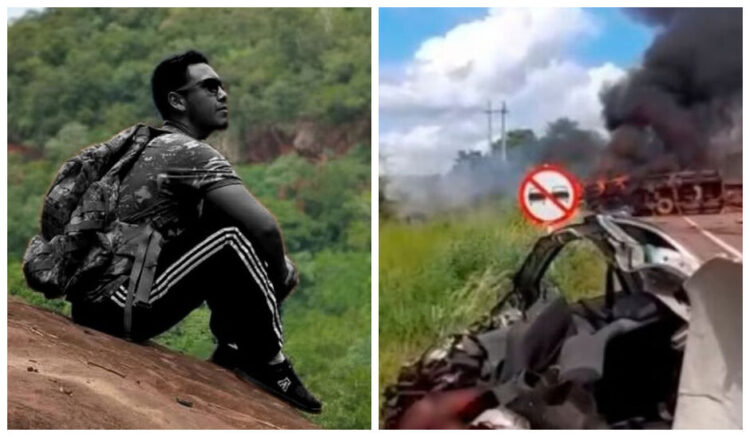 Rapaz morre ao invadir pista contrária e colidir em carreta de eucaliptos na BR-262