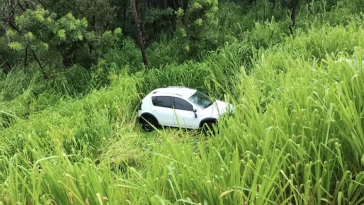 Duas pessoas ficam feridas, após carro capotar e sair da pista na BR-060