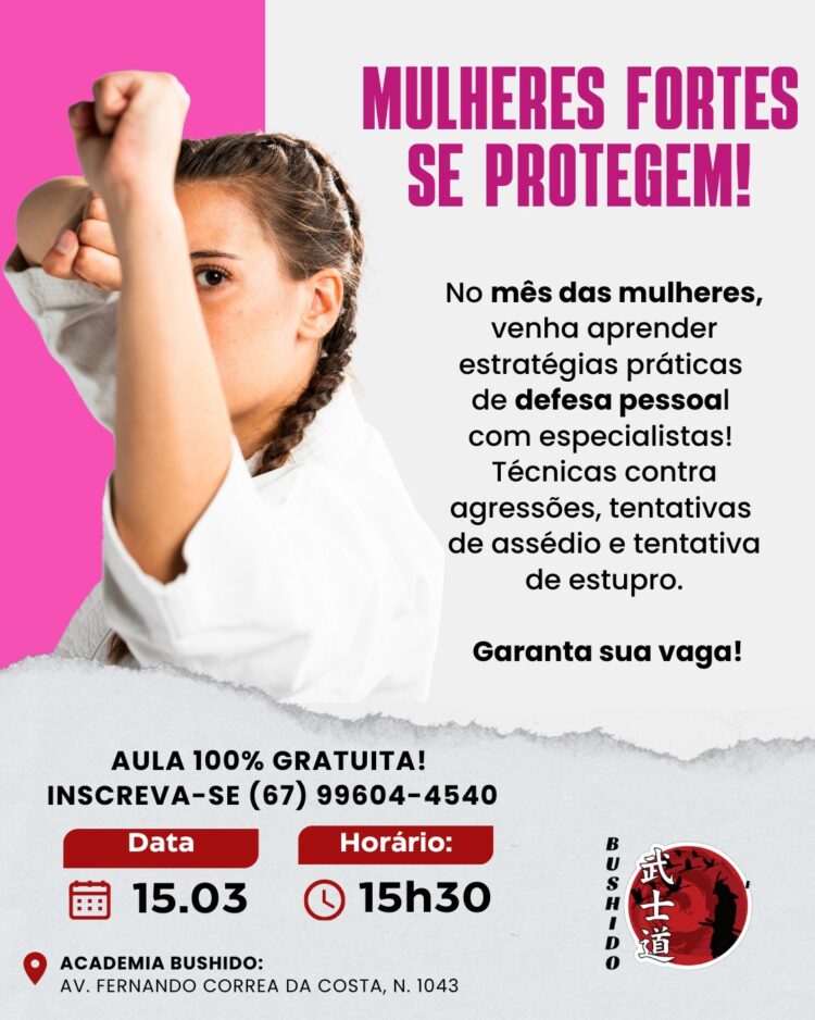 No Mês da Mulher, aula gratuita ensina defesa pessoal para enfrentar situações de risco