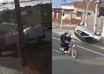 Capivara News TV:  Vídeo mostra capotamento, após Fiat invadir faixa de ônibus na Capital