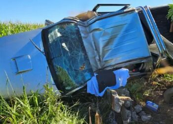 Condutor morre e esposa fica ferida, após Hilux capotar e bater em poste na MS-295
