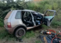 Colisão entre carreta bitrem e Fiat Uno mata o condutor do veículo de passeio na MS-233