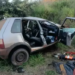 Colisão entre carreta bitrem e Fiat Uno mata o condutor do veículo de passeio na MS-233