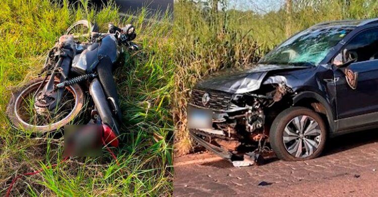 Motociclista morre ao colidir moto com VW T-Cross na BR-376 entre Ivinhema e Deodápolis