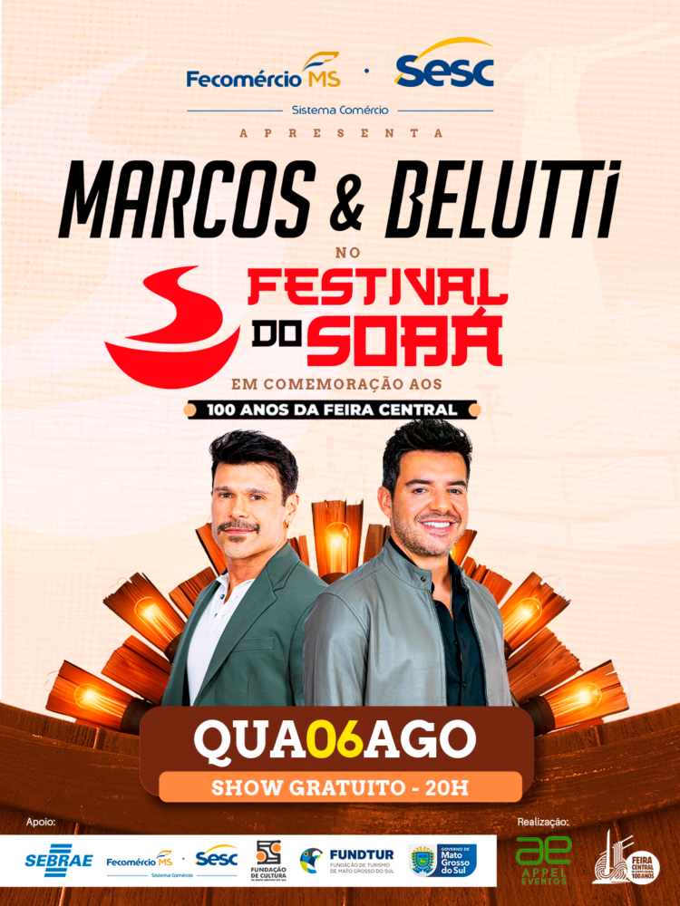 Marcos e Belutti abrem o Festival do Sobá na Feira Central de Campo Grande