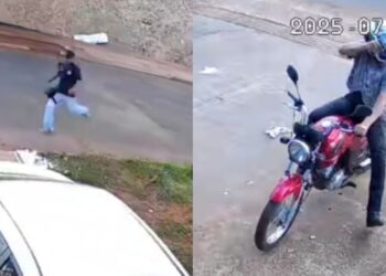 Capivara News TV: Vídeo mostra rapaz sendo alvo de tiros por motociclista no Aero Rancho