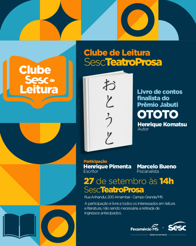 Clube Sesc de Leitura recebe autor Henrique Komatsu para debate sobre livro finalista do Prêmio Jabuti