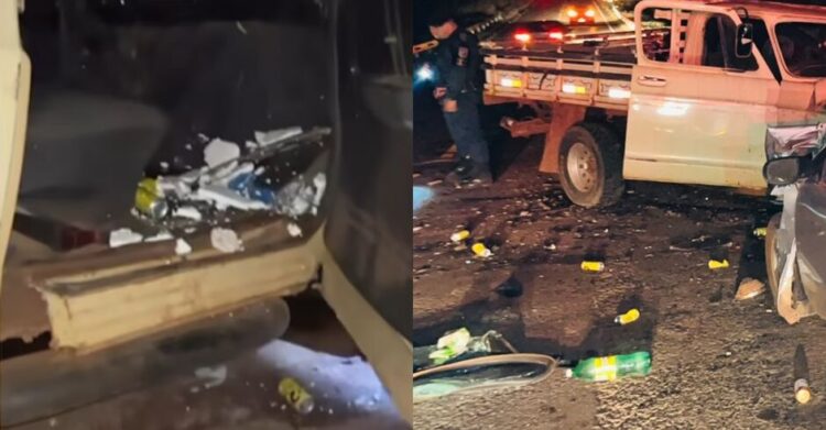 Colisão entre carro e caminhonete, cheios de cerveja, termina em 3 mortes na MS-162