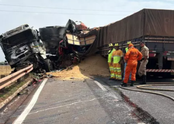 Motorista morre preso às ferragens em colisão frontal de carretas no macroanel da Capital