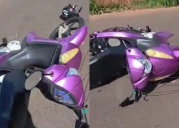 Fios soltos na rua derrubam motociclista e a deixam ferida no Nova Lima