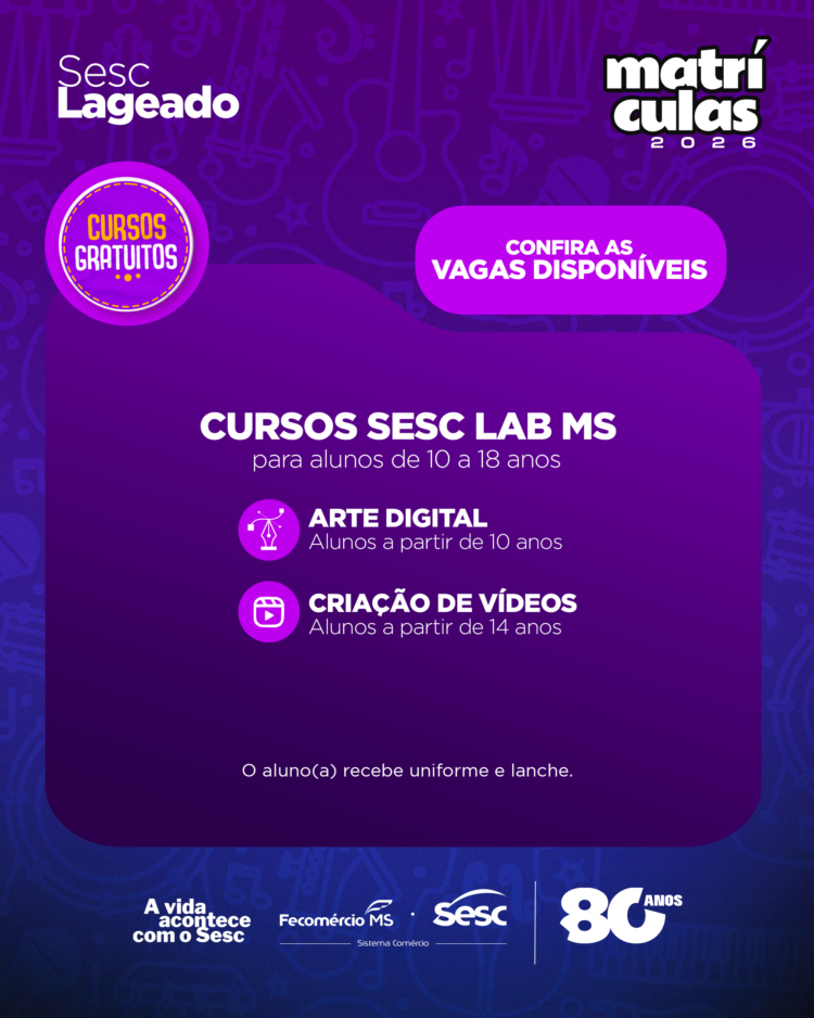 Sesc Lab MS abre inscrições para cursos gratuitos de design e vídeo