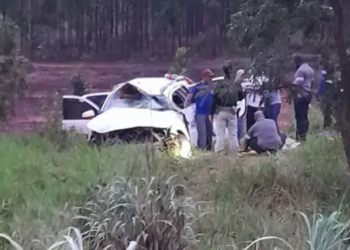 Possível capotagem tira a vida de mulher que estava em carro na BR-262 em Água Clara