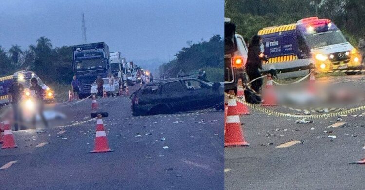 Homem capota veículo, tem corpo arremessado e morre atropelado por caminhão na BR-163