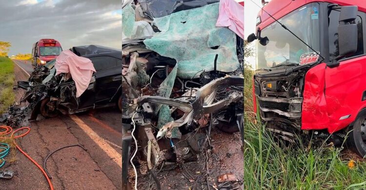 Jovem morre em colisão entre carro e caminhão-tanque na BR-376 entre Ivinhema e Deodápolis